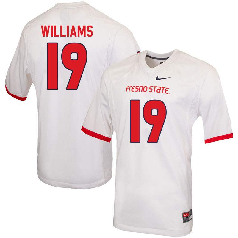 Men #19 Dupree Williams Fresno State Bulldogs College Football Jerseys Sale-White - Click Image to Close